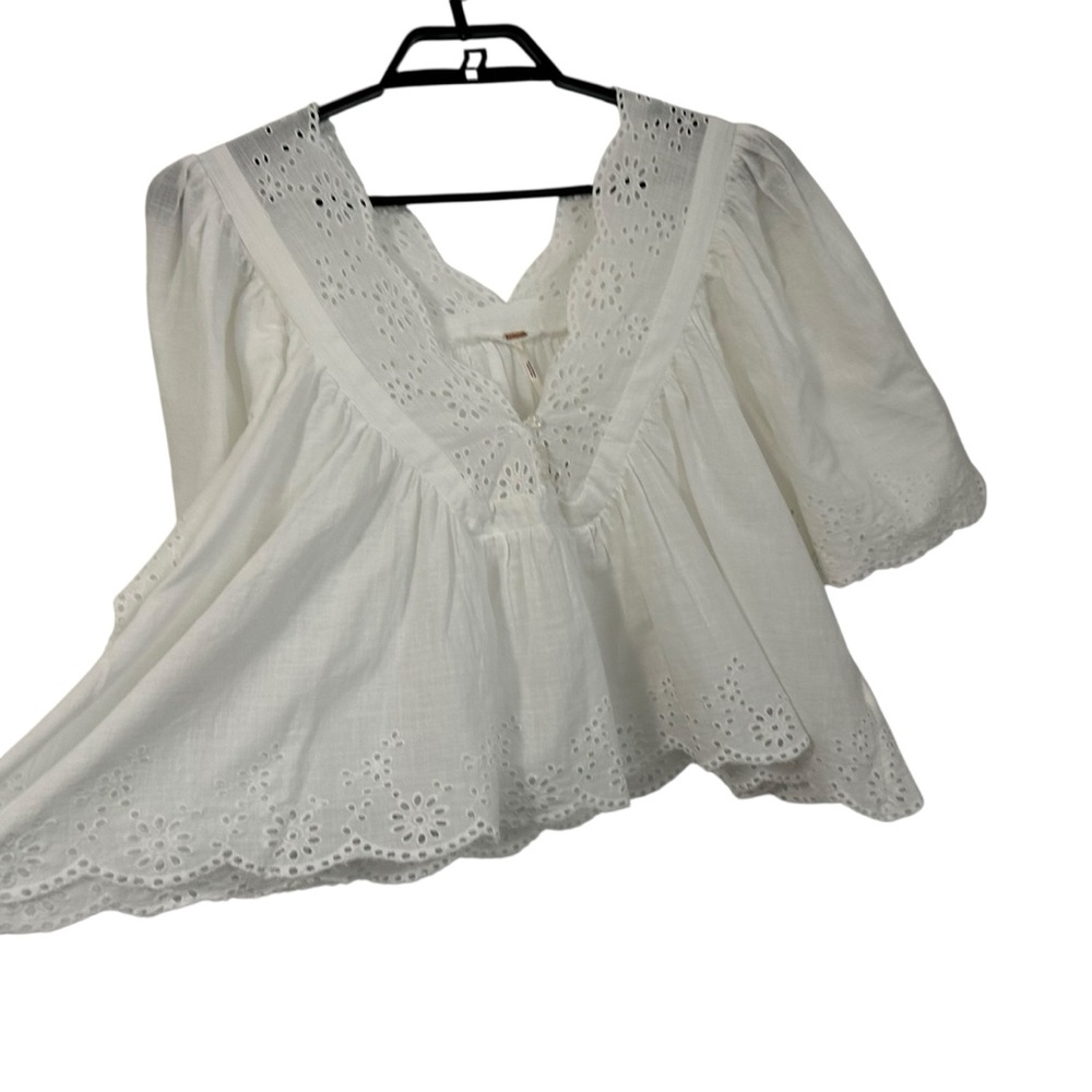 Free People White Eyelet Peasant Blouse - Picture 5 of 10